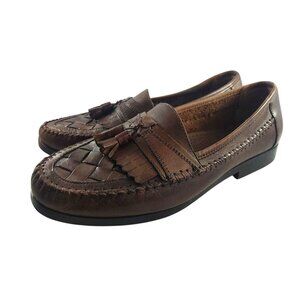 Giorgio Brutini Men's 10 Austin Woven Brown Leather Dress Loafers With Tassels